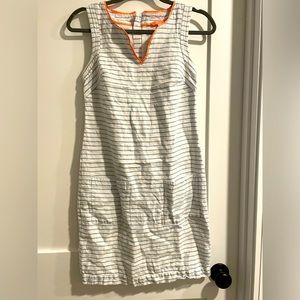 Joules Woman’s Sleeveless  Linen Dress White With Blue Stripes Size 4